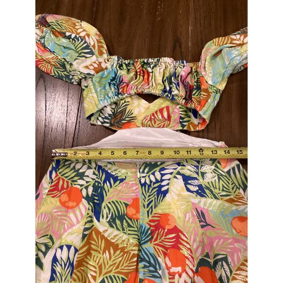 STAUD Coliseum floral leafs cut out linen Maxi Dress size 6 - Picture 4 of 9